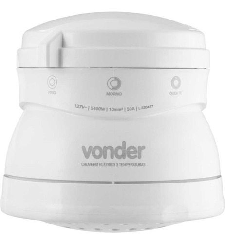 Ducha Chuveiro Elétrico 3 Temperaturas 220v Branco Vonder Potência 5400 W