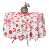 Mantel Redondo Navideño 152 Cm, Poliéster Lavable, Mesa Circ