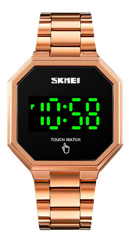 Reloj Hombre Skmei 1696 Touch Acero Minimalista Elegante Color De La Malla Dorado/rosa Color Del Fondo Negro