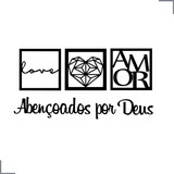 Kit 3 Quadros Frase Abençoados Por Deus Cabeceira Mdf Vazado