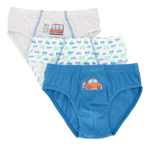 Slip Niño Algodón Mota Pack X3 Talla 10 Diseños Mt4111