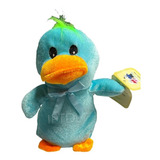 Peluche De Pato 17cm Celeste Pelo Verde Para Niña O Niño