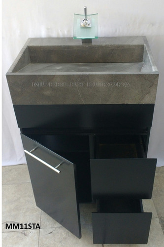 Mueble Baño Con Lavamanos Marmol Gris C Monomando Lavabo