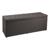 Puff Calçadeira Recamier Baú Queen 1,60m Madrid Suede Cor Cinza