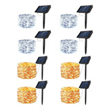 1 8pack 10m Tira De Luz Navideña 100led Luces Solares Al