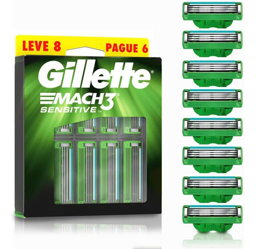 Gillette Mach3 Sensitive Repuestos Para Afeitar 8 Piezas