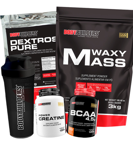 Combo Hipercalórico 3kg + Bcaa + Creatina + Dextrose + Coq