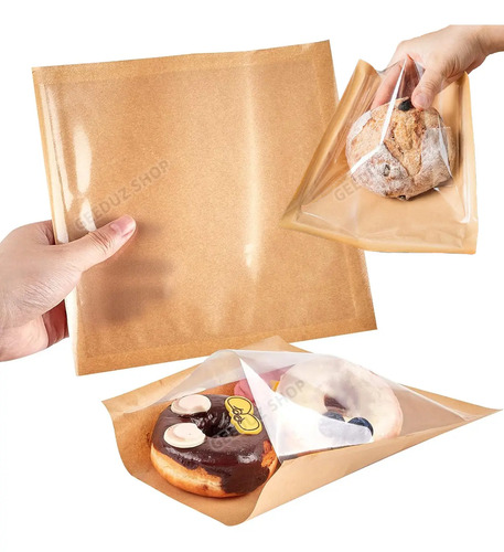 100 Bolsas Papel Kraft 18x19 Cm Para Pan Postres Alimentos