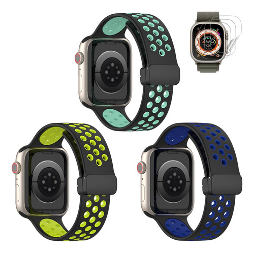 3 Correas Para Apple Watch 9 8 7 6 5 Se Ultra 49 Mm 45 Mm 41