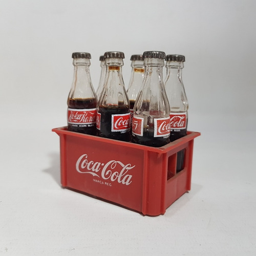 Antiguo Cajón Coca Cola Botellas Mini Vidrio X 6 Mag 62604