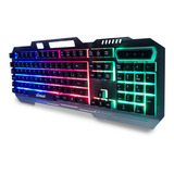 Teclado Gamer Luz Led Rgb Iluminado Para Jogos Pc Hk8870 Cor De Teclado Preto Idioma Xtrad