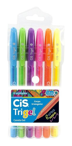 Kit 6 Canetas De Gel Coloridas Neon Escolar Papelaria