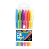 Kit 6 Canetas De Gel Coloridas Neon Escolar Papelaria