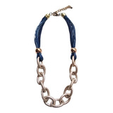 Collar Gargantilla Cadena Liviana Con Cordones Azules