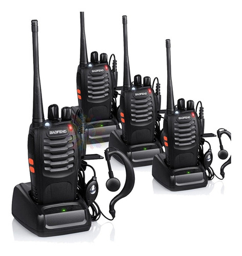 Kit X 4 Handy Baofeng Bf888s Canalero Radio Walkie Talkie Original 16ch Uhf Handie Accesorios Bateria Manos Libres