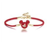 Pulsera De Mickey Mouse Rojo Con Diamante