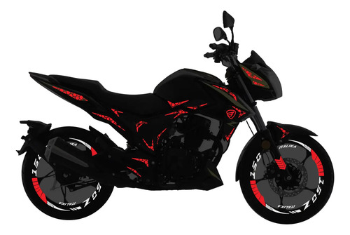 Kit Stickers Reflejantes Tapas Y Rines Moto Italika 150z