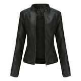 Chaqueta De Cuero Slim Fit For Mujer Solapa De Moto