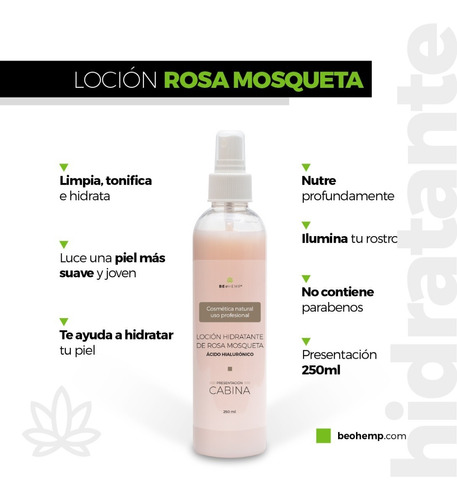 Loción Hidratante Rosa Mosqueta Y Ácido Hialurónico  250 Ml 