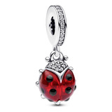 Charm Colgante Mariquita Roja Color Plata