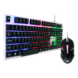 Kit Teclado Semi Mecânico + Mouse Gamer Led Com Fio Usb