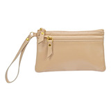 Carteira De Mão Porta Celular Clutch Couro Legitimo Feminina Cor Nude