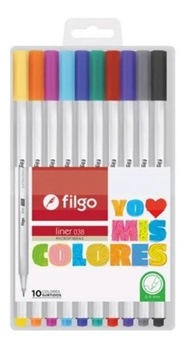 Microfibra Liner 038 Filgo Set X 10 Colores Surtidos
