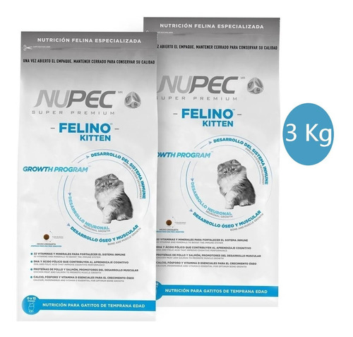 Combo 2 Costales Croquetas Gato Nupec Felino Kitten 1.5kg