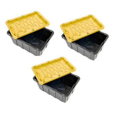 Caja Plástica Uso Rudo 78x52x37 Profesional 102 L Paquete 3 Unidades Yesh Market Modelo 154569 Color De Tapa Amarilla | Envío gratis