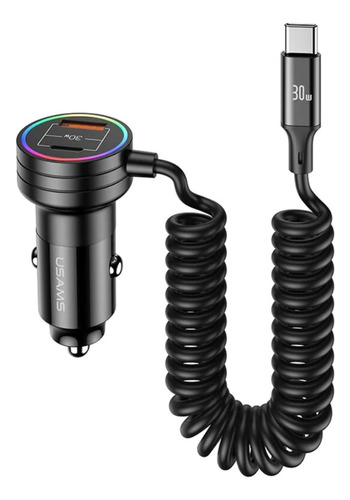 Cargador De Auto 60w Usams Usb A/c Con Cable Tipo C