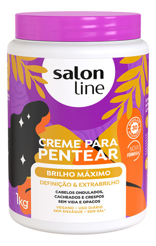 Creme Para Pentear Cabelo Brilho Máximo Salon Line 1kg