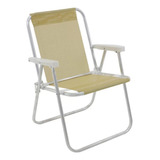 Cadeira De Praia Alta Em Alumínio Lazy Bege 23506 Bel