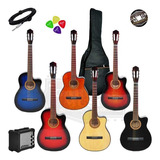 Guitarra Electro Criolla Corte Cable Funda Amplificador Cd