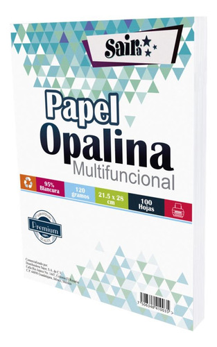 Papel Opalina Saira T/ Carta 120 Grs Paq. C/ 100