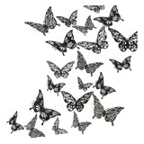 Atb-foger 36 Piezas Mariposas Huecas Negras 3d Decoración De
