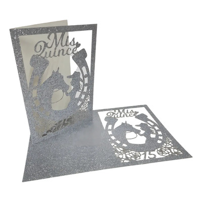 110 Invitacion Corte Laser D1318-090 Herradura Vaquer Glitte Color Glitter/plata