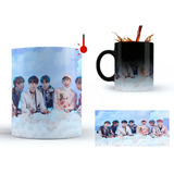 Taza Mágica Cerámica 11oz Bts K-pop Térmica Para Café