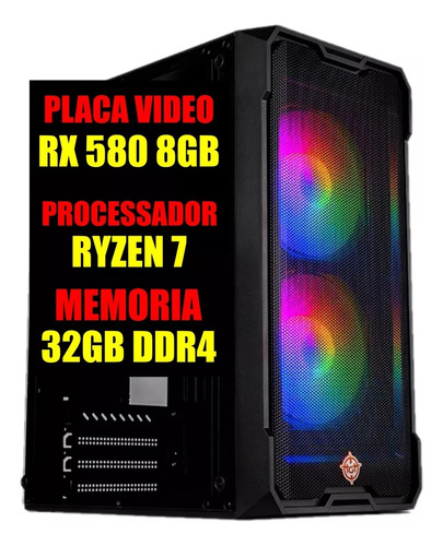 Pc Gamer Ddr4 Ryzen 7 / Placa Rx 580 8gb / 32g Ram / Ssd 480