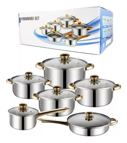 Batería Para Cocina 12pz Acero Inox Quirúrgico Multicapa Swi