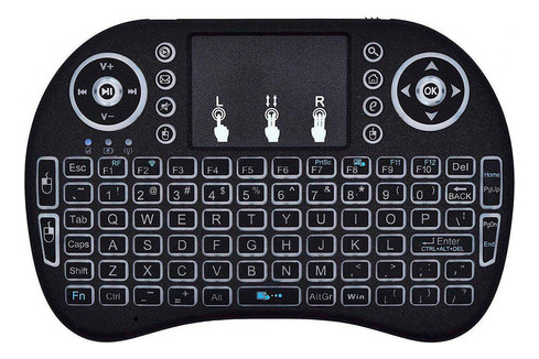 Mini Teclado Inalámbrico Touchpad Smart Tv Pc Tv Box + Luz Color Del Teclado Negro Idioma Español Latinoamérica