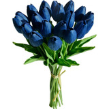 20 Tulipanes, Flores Artificiales Mandys - Azul Marino.