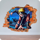 Vinilo Pared Rota 3d Naruto Animé 80x80