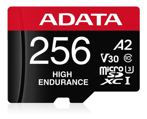 Memoria Adata Micro Sd Sdxc 256gb Cl10 V30 A2 High Endurance Para Grabación Continua Y Alta Resistencia.