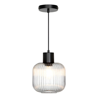 Lámpara Colgante Para Techo Con Cristal Color Humo Calux Negro
