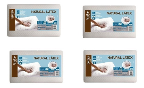 Kit 4 Travesseiros Duoflex Natural Latex  50x70x14