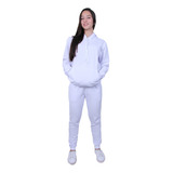 Kit Blusa E Calça Jogger Moletom Feminino Para Frio Branco