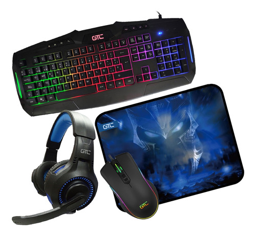 Combo Teclado + Mouse + Auricular & Pad Mouse Gaming Gtc