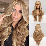 Piaou Ombre Rubia Peluca Para Las Mujeres Onda Natural Larga