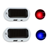 Luz Led Solar Simulada Para Coche, Anti-robo, Usb, Azul Y