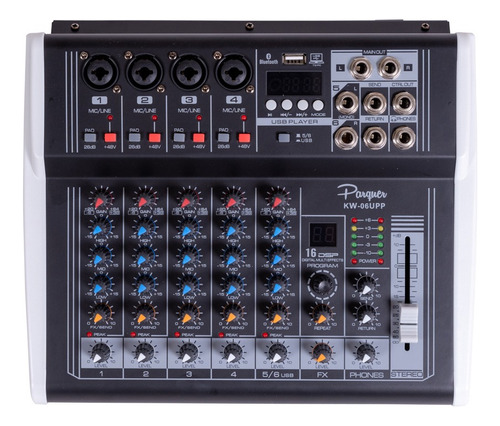 Consola Mixer Potenciada Parquer 6 Canales 125 X Lado Cuota